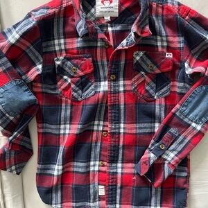 Appaman Red and Blue Button Down Shirt with Plaid Design
